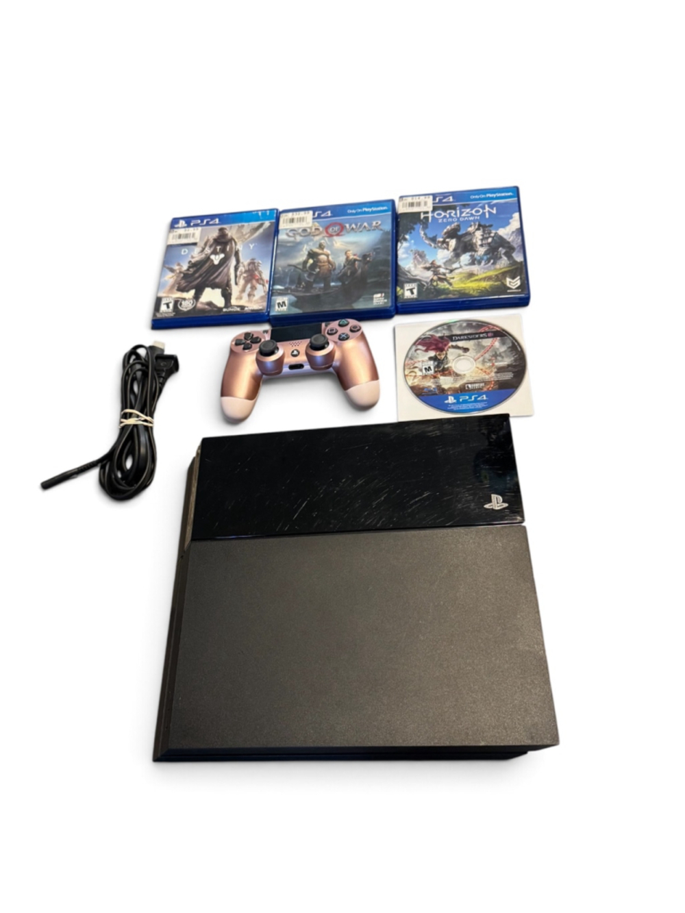 Sony PlayStation 4 Console Bundle Lot with Games and Rose Gold Controller 410Gb